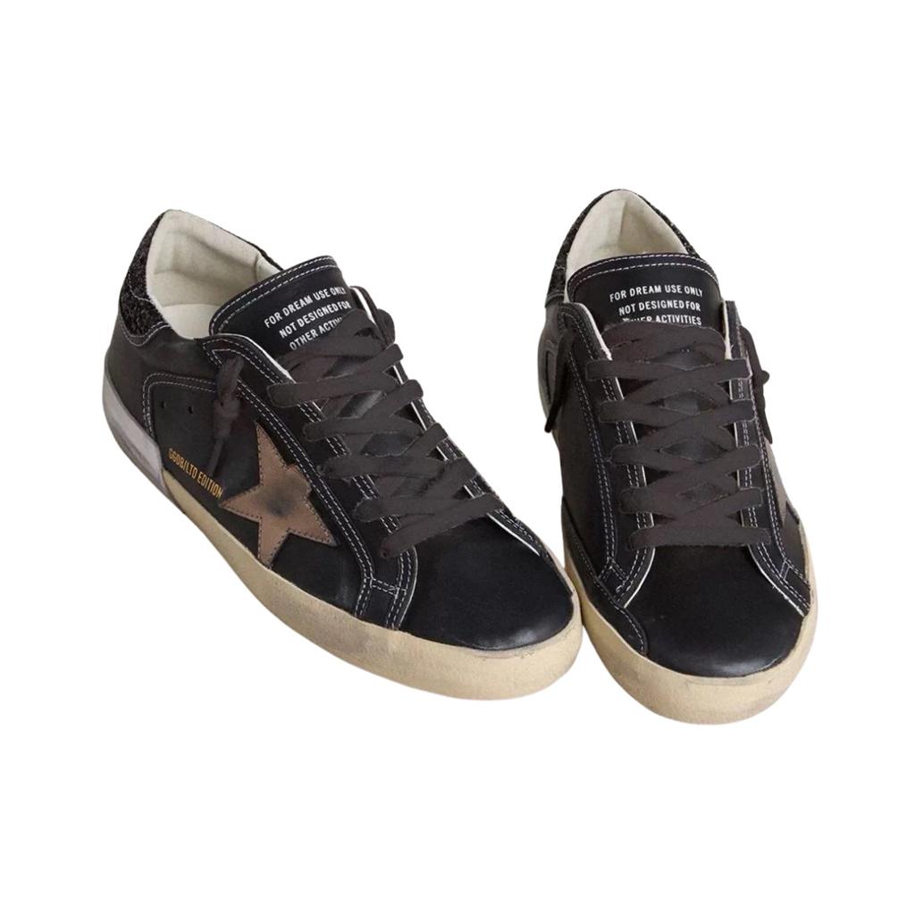 Golden Goose in black glitter with cream star and suede inserts(Women's)
