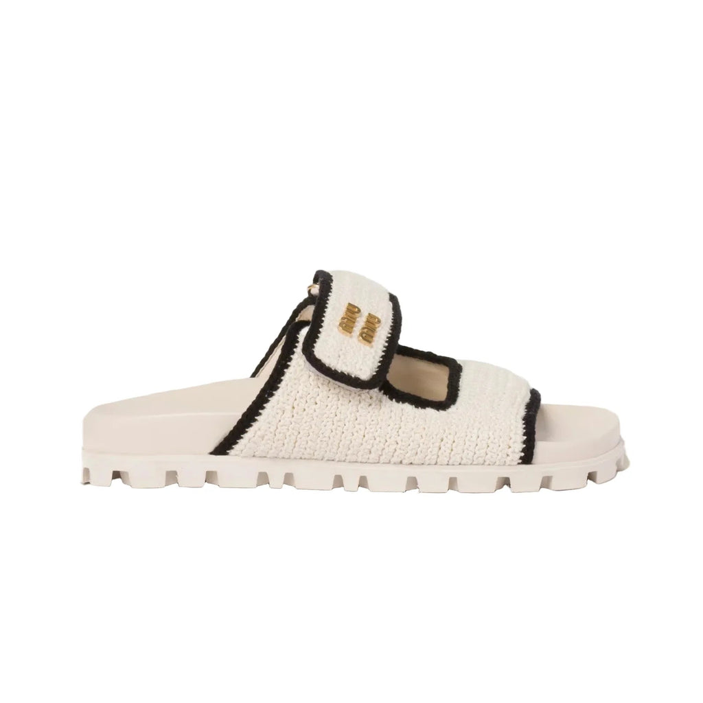 Miu Miu - Crochet Knit Ivory / Black Sandals