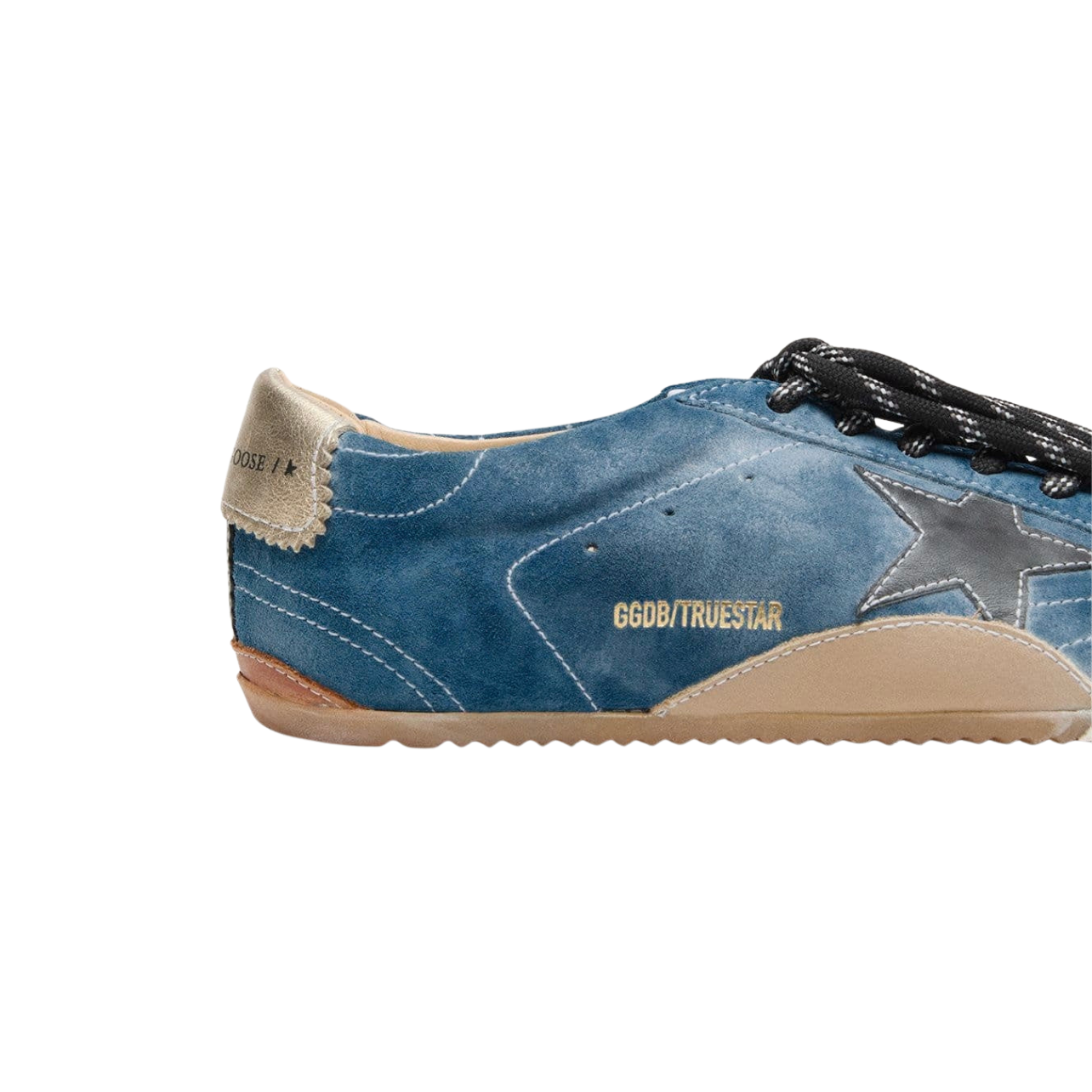 Golden Goose True-Star in teal suede with black star and cream heel tab(Women's)