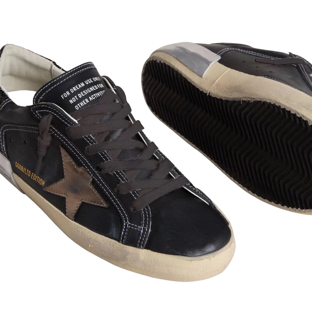 Golden Goose in black glitter with cream star and suede inserts(Women's)