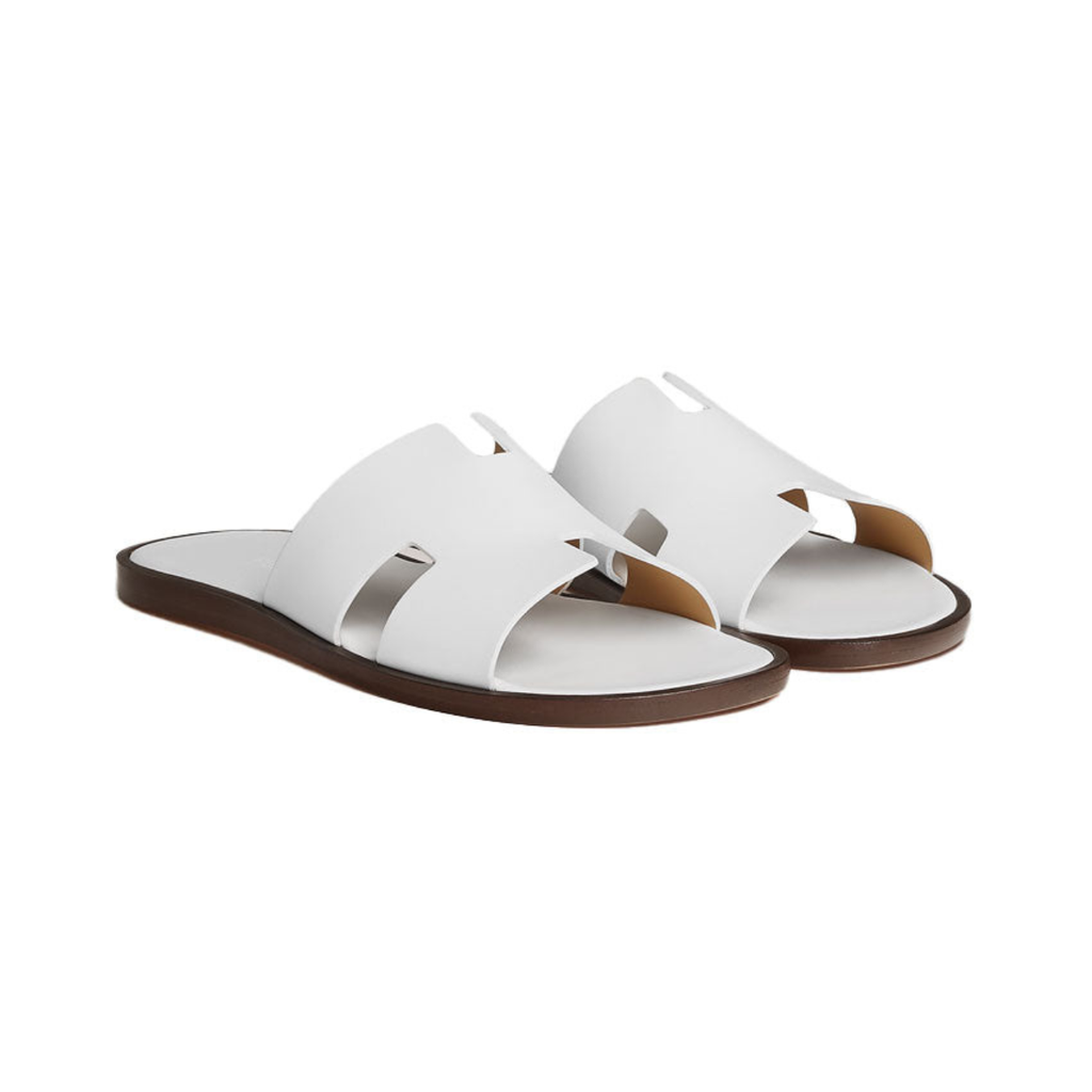 Hermes Izmir Sandal Blanc Smooth Calfskin Leather