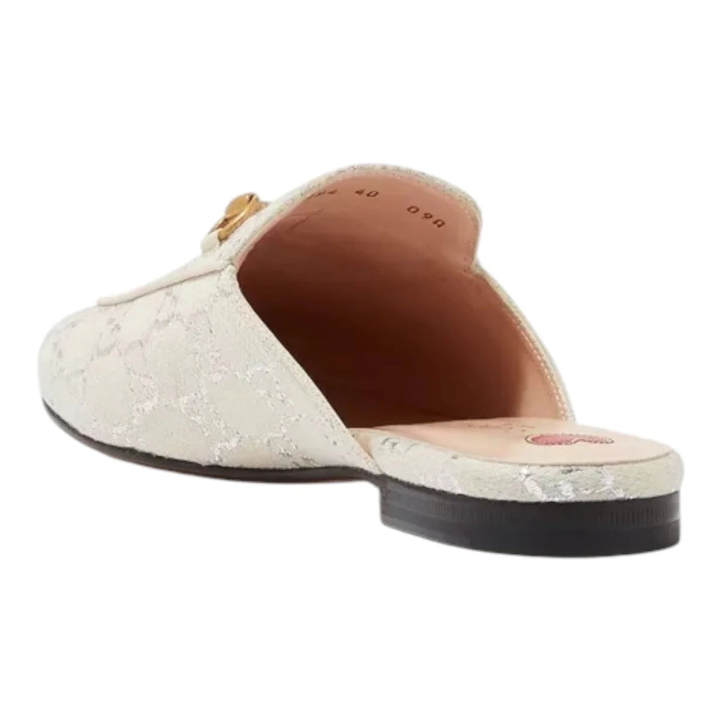 Gucci Grey/Silver Canvas Princetown Mules
