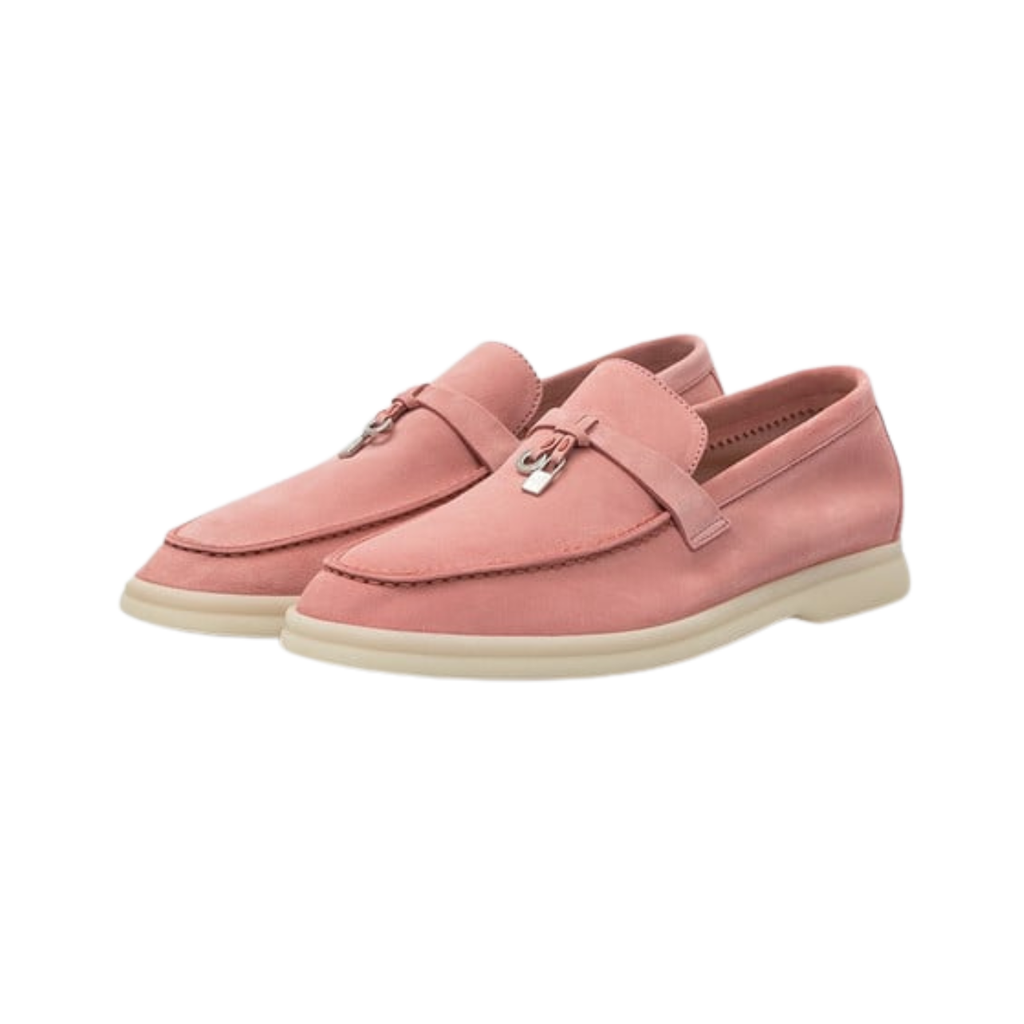 Loro Piana Summer Walk Pink Suede Slippers