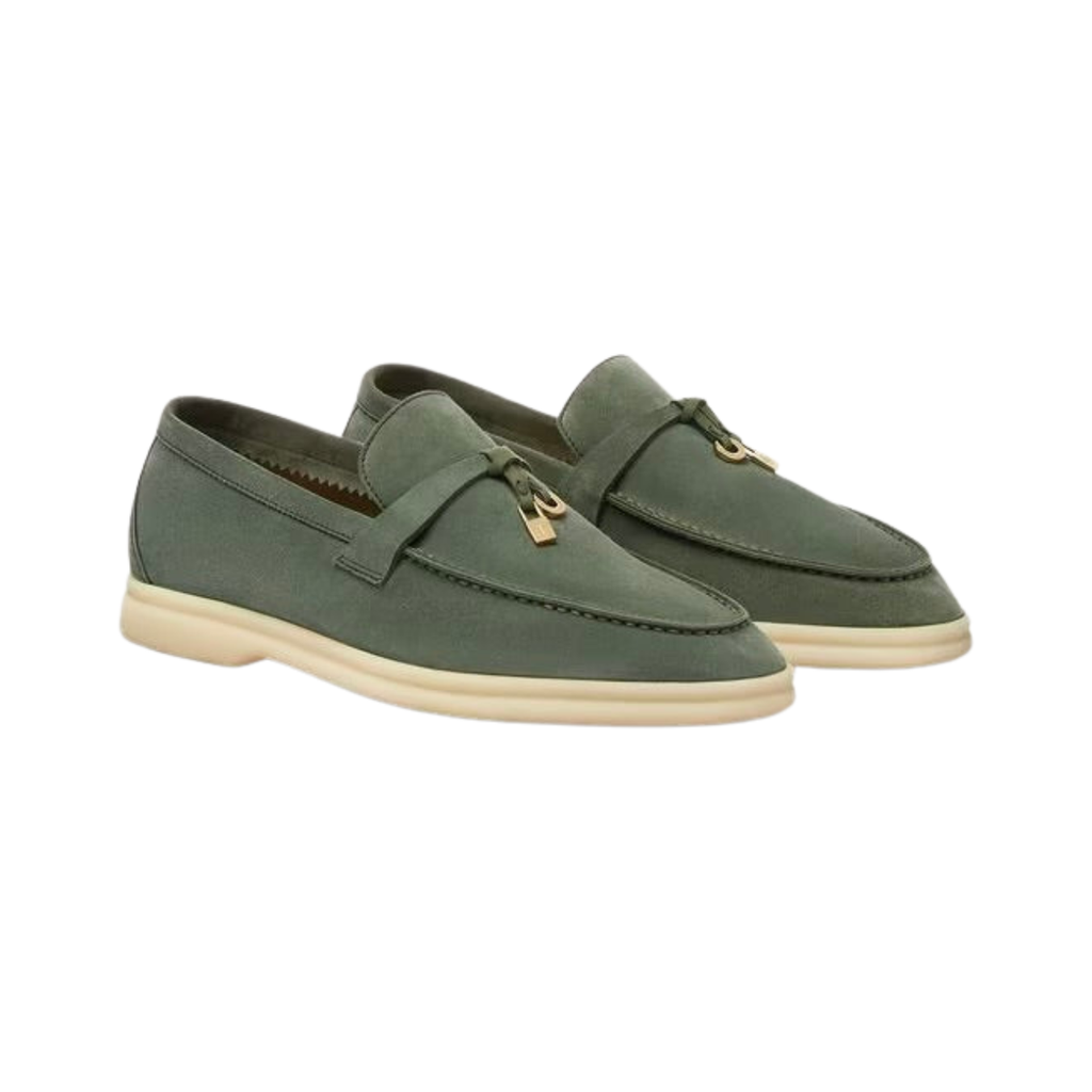 Loro Piana Summer Charms Walk Loafer Suede Green Lagoon (518W)
